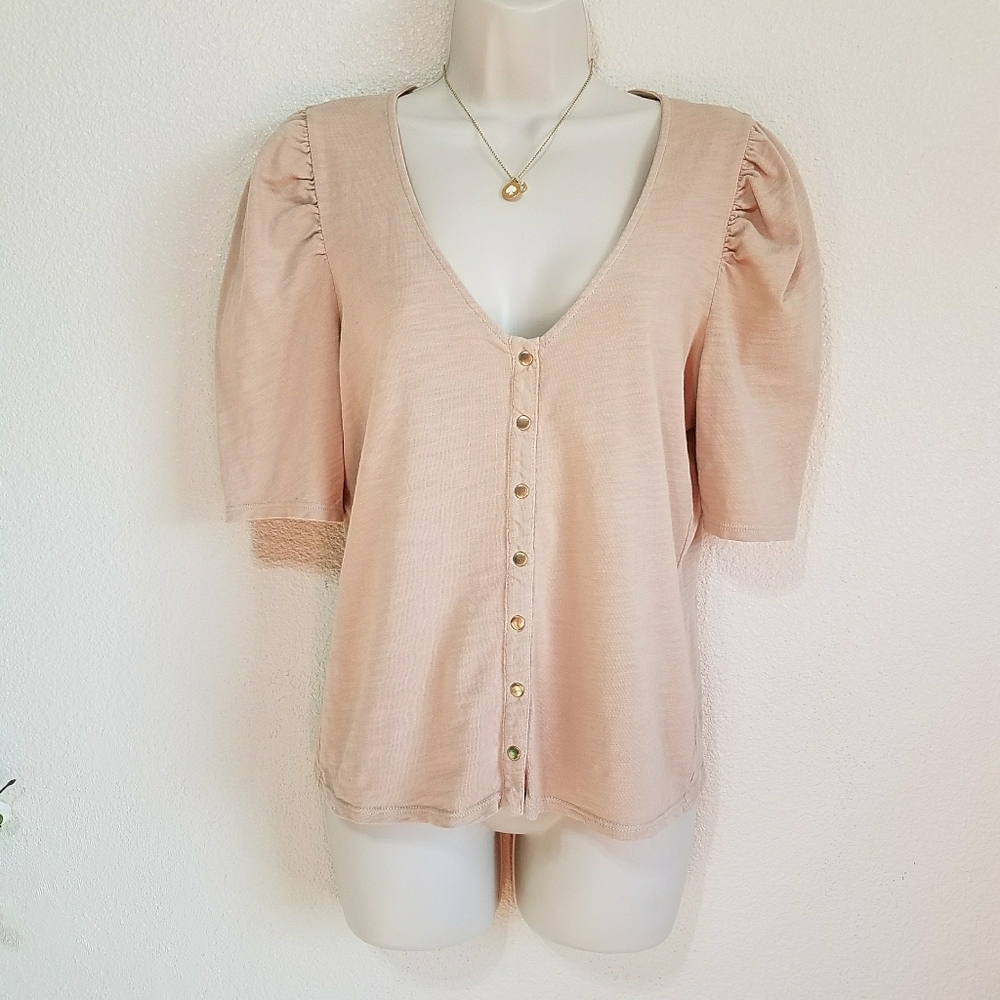 NATION LTD Peyton Femme Button Up in Toasted Marshmallow
